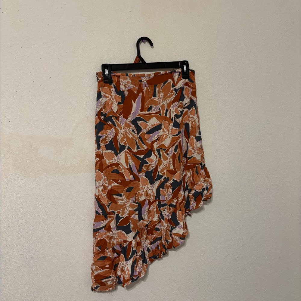 Nine West Asymmetrical Skirt - Brown and Cream Floral